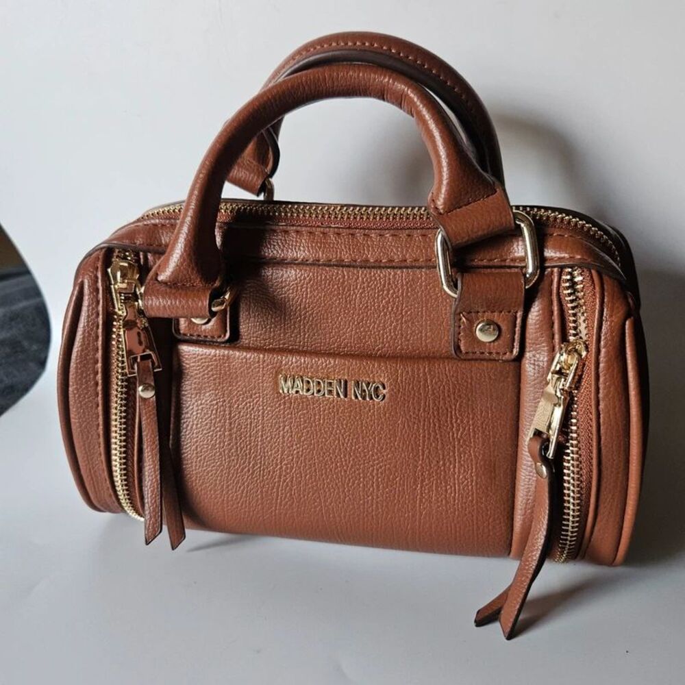 Madden NYC Small Barrel Bag in Cognac Brown